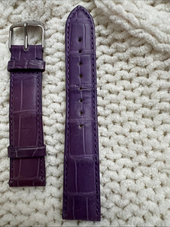 Michele Purple? Leather Croc-Embossed Watch Strap main image 4
